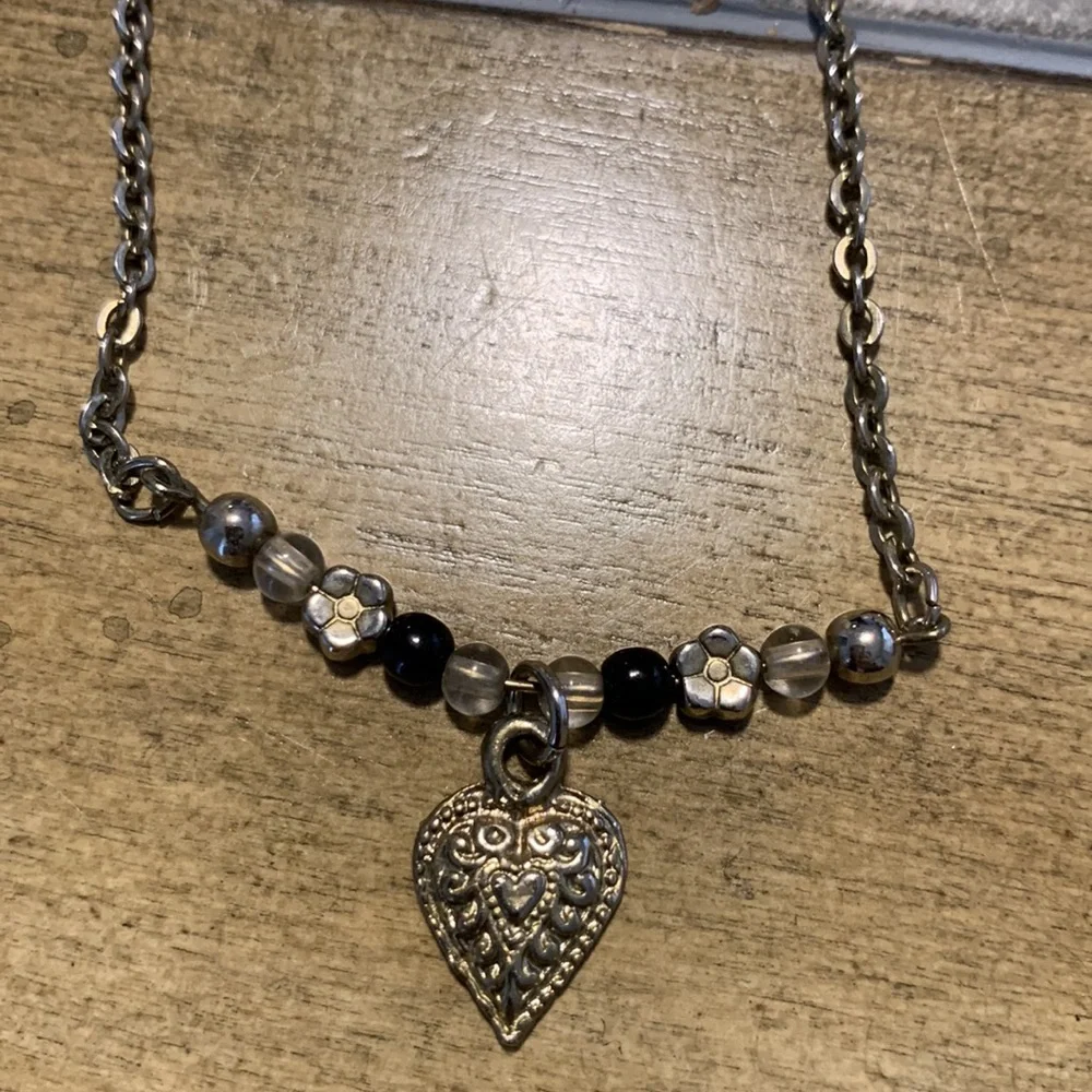 Vintage beaded heart necklace